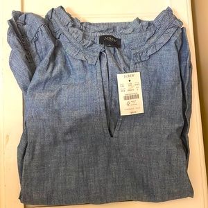 JCrew Chambray Ruffle Top